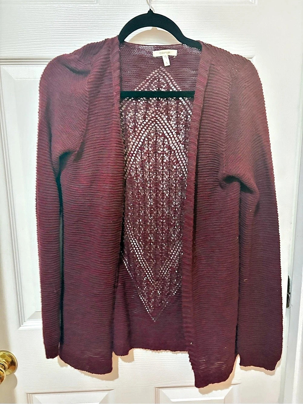 Maurices Open Front Knit Cardigan in Burgundy S